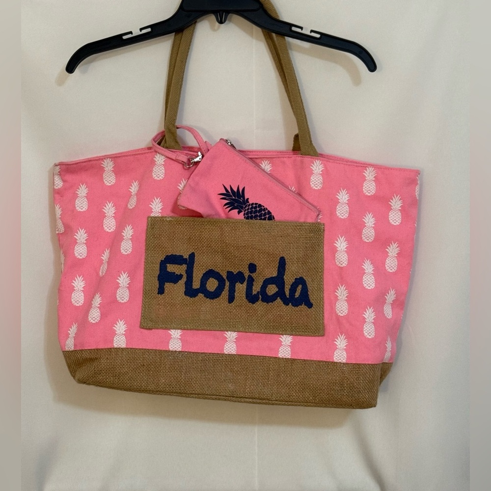 Pink Pineapple Tote Bag with Florida Design